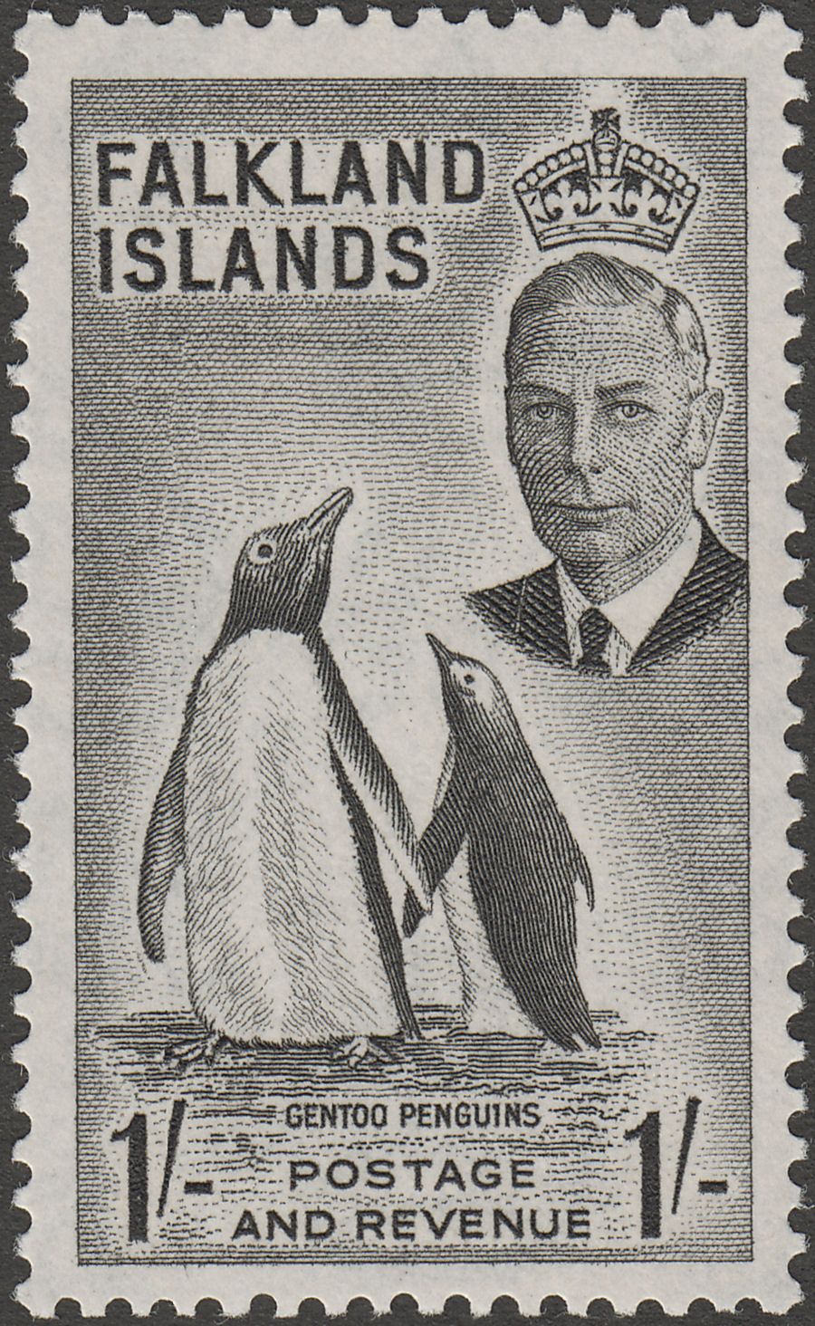 Falkland Islands 1952 KGVI Penguins 1sh Black Mint SG180