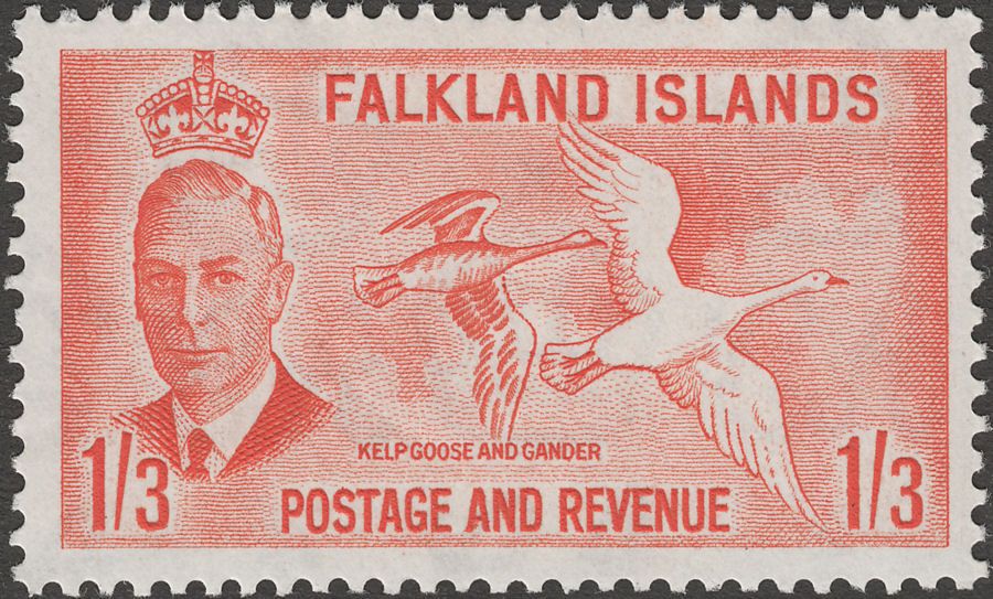 Falkland Islands 1952 KGVI Kelp Goose 1sh3d Orange Mint SG181