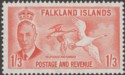 Falkland Islands 1952 KGVI Kelp Goose 1sh3d Orange Mint SG181