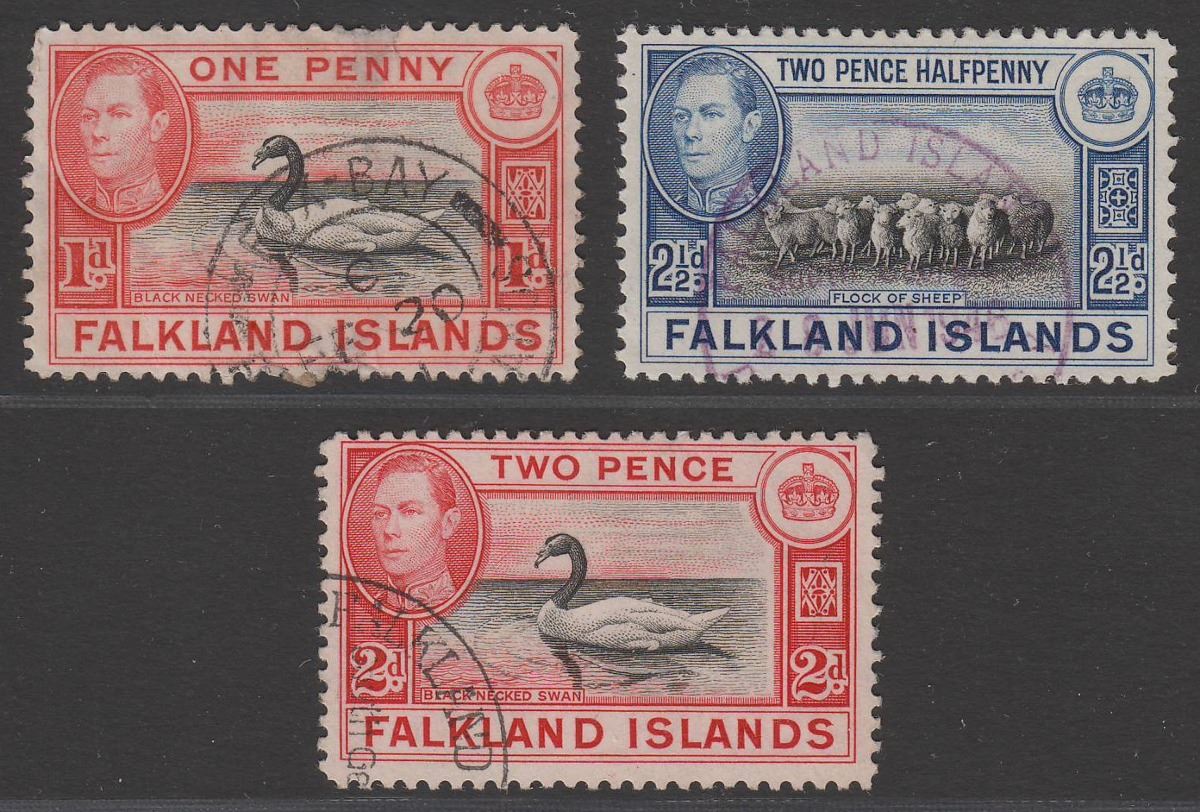 Falkland Islands 1938 KVI Selection Used with FOX BAY / SOUTH GEORGIA Postmarks