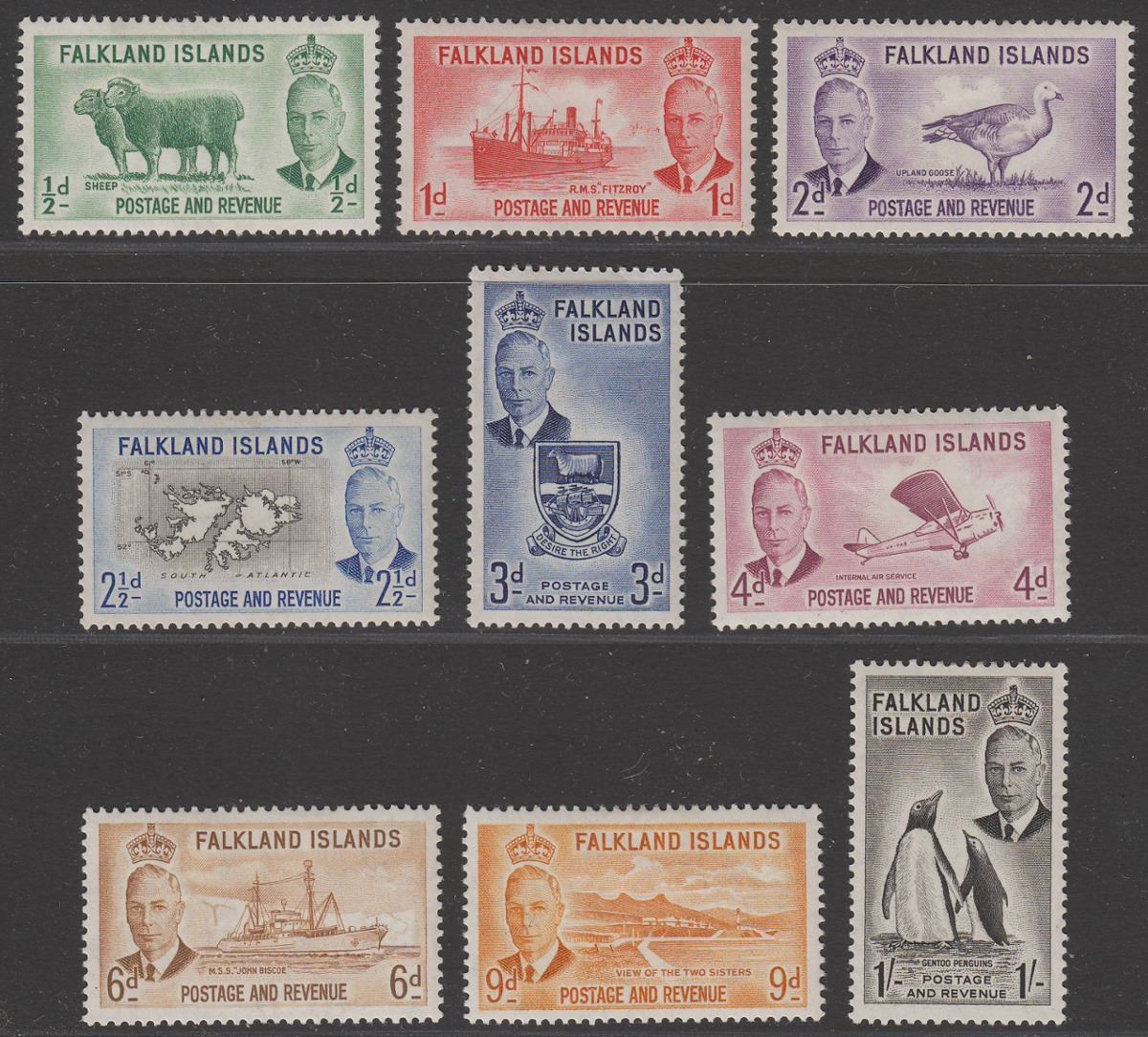 Falkland Islands 1952 King George VI Set to 1sh Mint SG172-180 cat £70