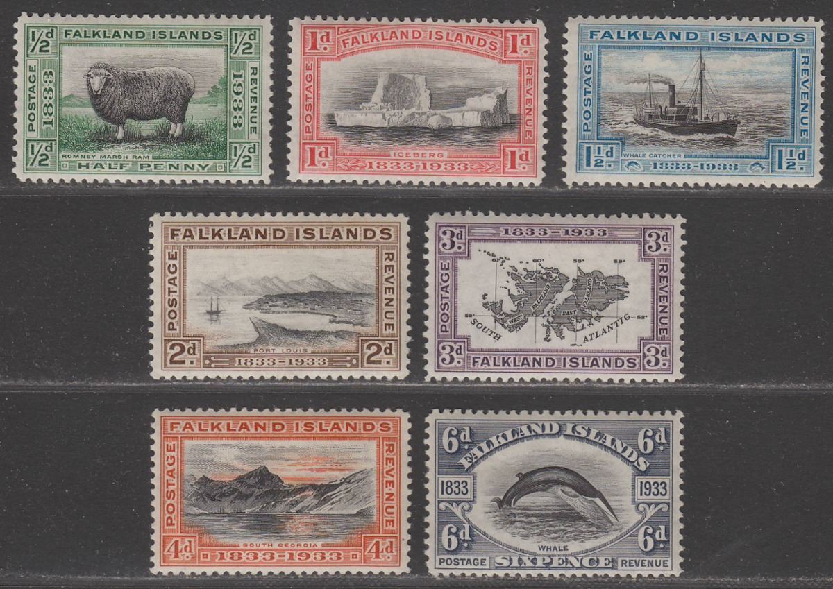 Falkland Islands 1933 KGV Centenary Set to 6d Mint SG127-133 cat £170