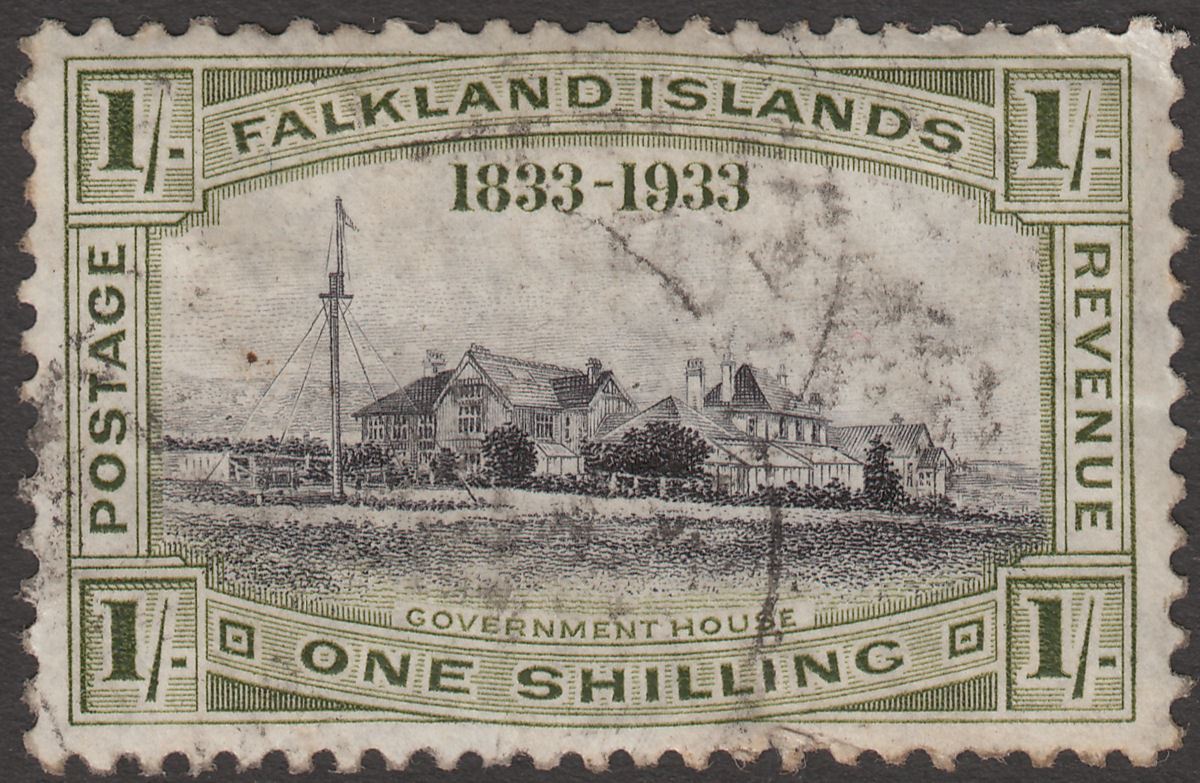 Falkland Islands 1933 KGV Centenary 1sh Government House Used SG134 cat £100