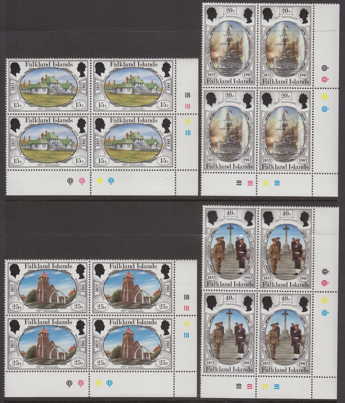 Falkland Islands 1983 QEII 150th Anniv British Administration Blk Set SG439-449