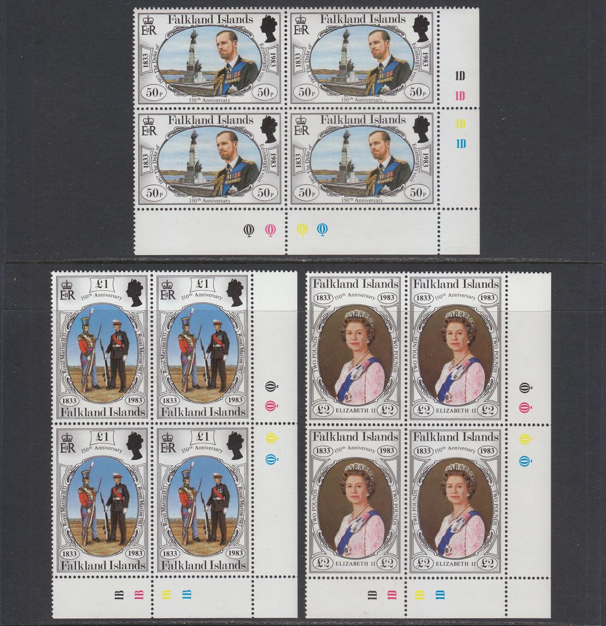 Falkland Islands 1983 QEII 150th Anniv British Administration Blk Set SG439-449