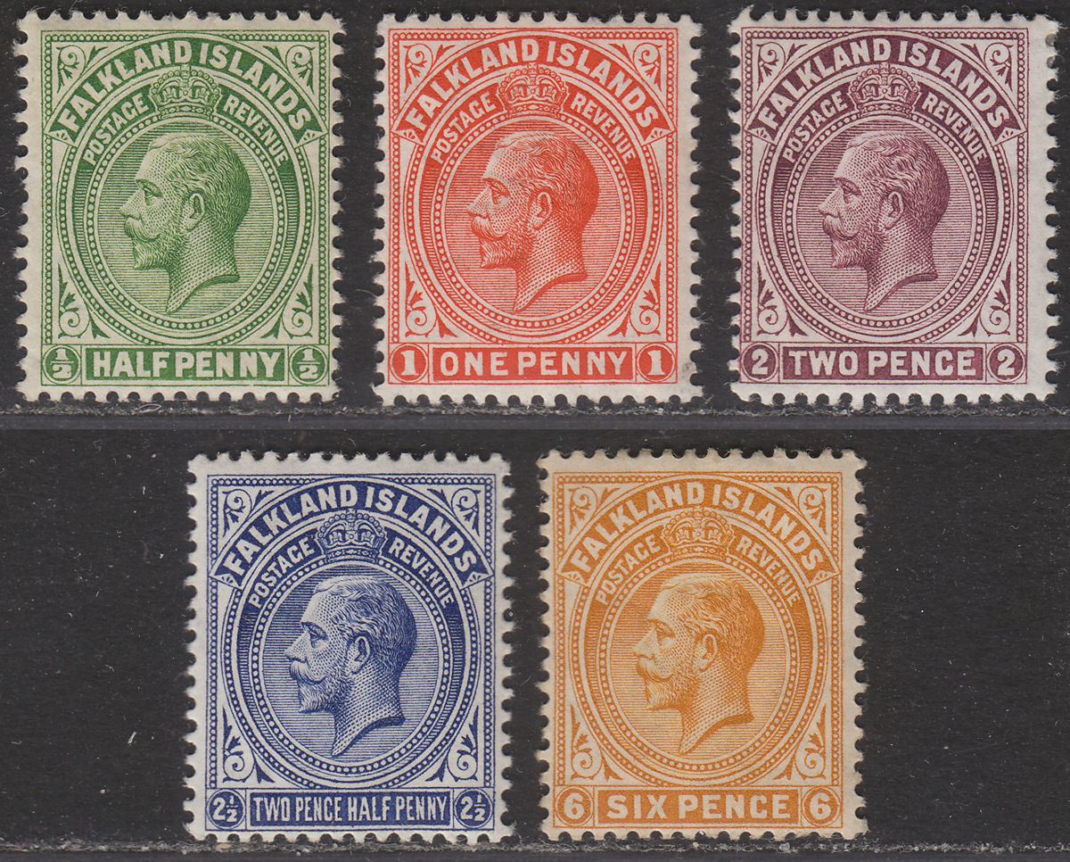 Falkland Islands 1912-20 King George V Short Set to 6d Mint