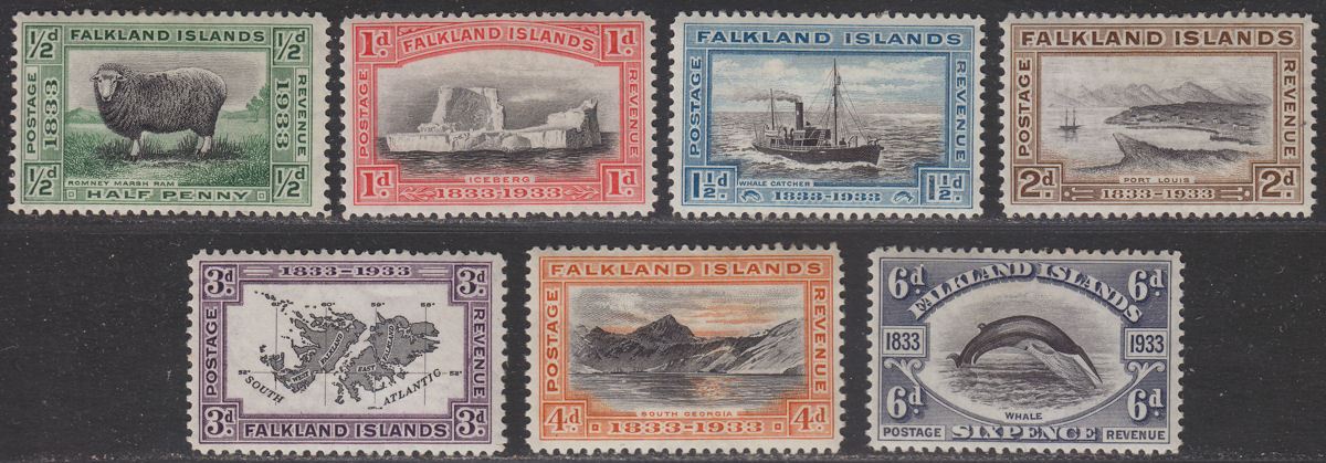Falkland Islands 1933 KGV Centenary Set to 6d Mint SG127-133 cat £180