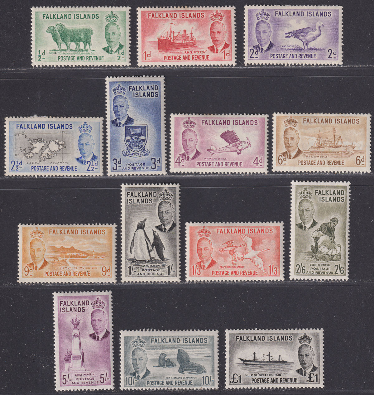 Falkland Islands 1952 King George VI Set Mint SG172-185 cat £190