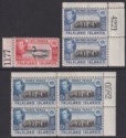 Falkland Islands 1938-50 King George VI 2d, 2½d, 3d with Sheet Numbers Mint