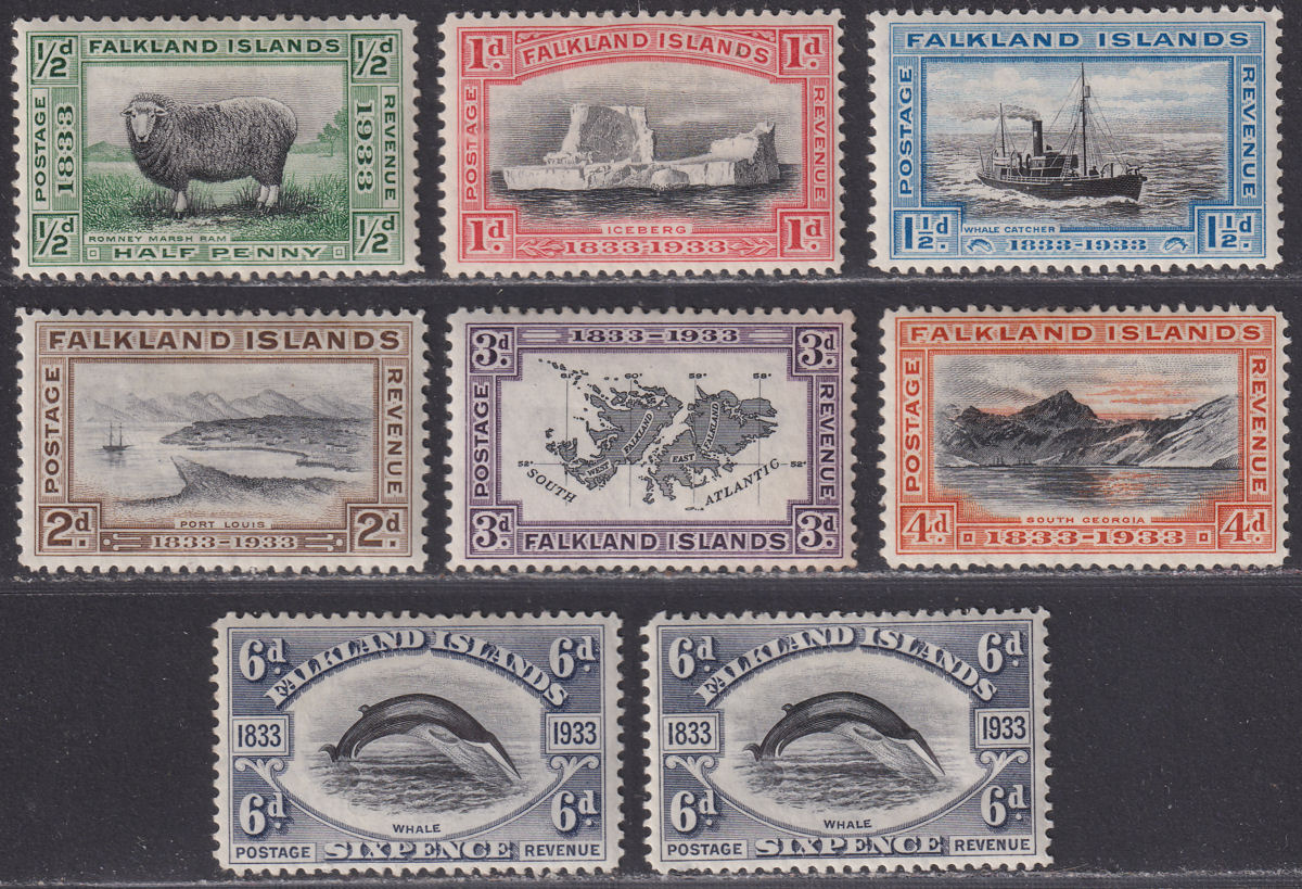 Falkland Islands 1933 KGV Centenary Set to 6d Mint SG127-133 cat £180