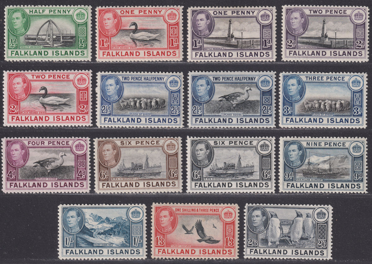 Falkland Islands 1938-50 King George VI Set to 2sh6d Mint SG146-160