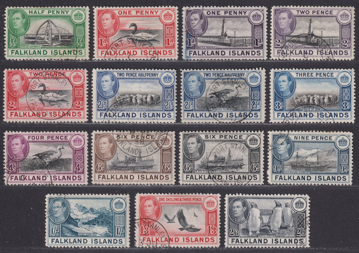 Falkland Islands 1938-50 King George VI Set to 2sh6d Used SG146-160