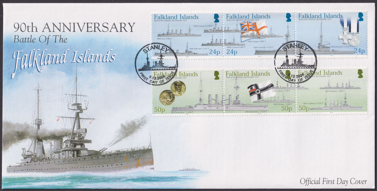 Falkland Islands 2004 90th Anniv of Battle of Falklands Official First Day Cover