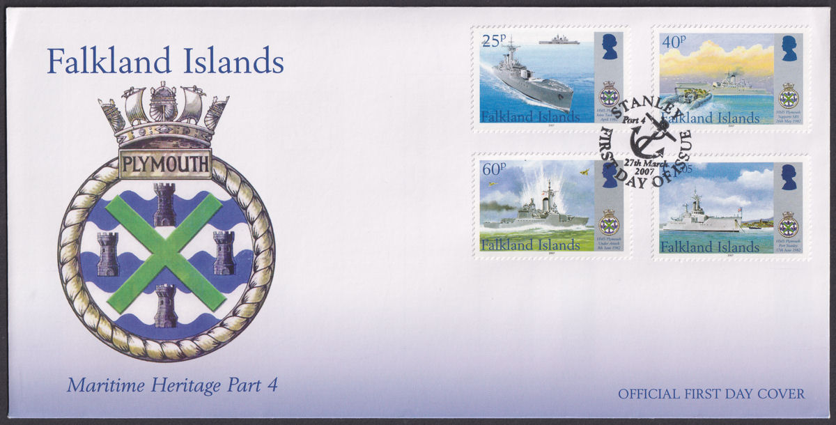 Falkland Islands 2007 Maritime Heritage HMS Plymouth Official First Day Cover