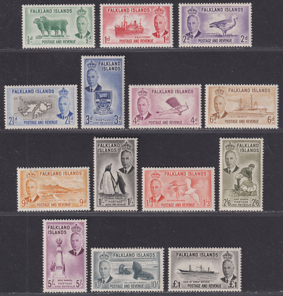 Falkland Islands 1952 King George VI Set Mint SG172-185 cat £190