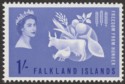 Click for more photos and details Falkland Islands 1963 QEII Freedom From Hunger 1sh Ultramarine Mint SG211