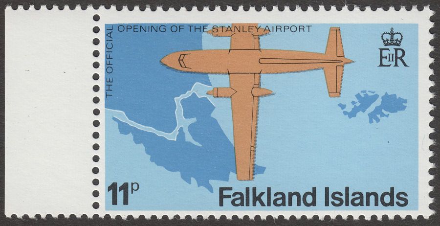 Falkland Islands 1979 QEII Stanley Airport 11p watermark Inverted SG361w