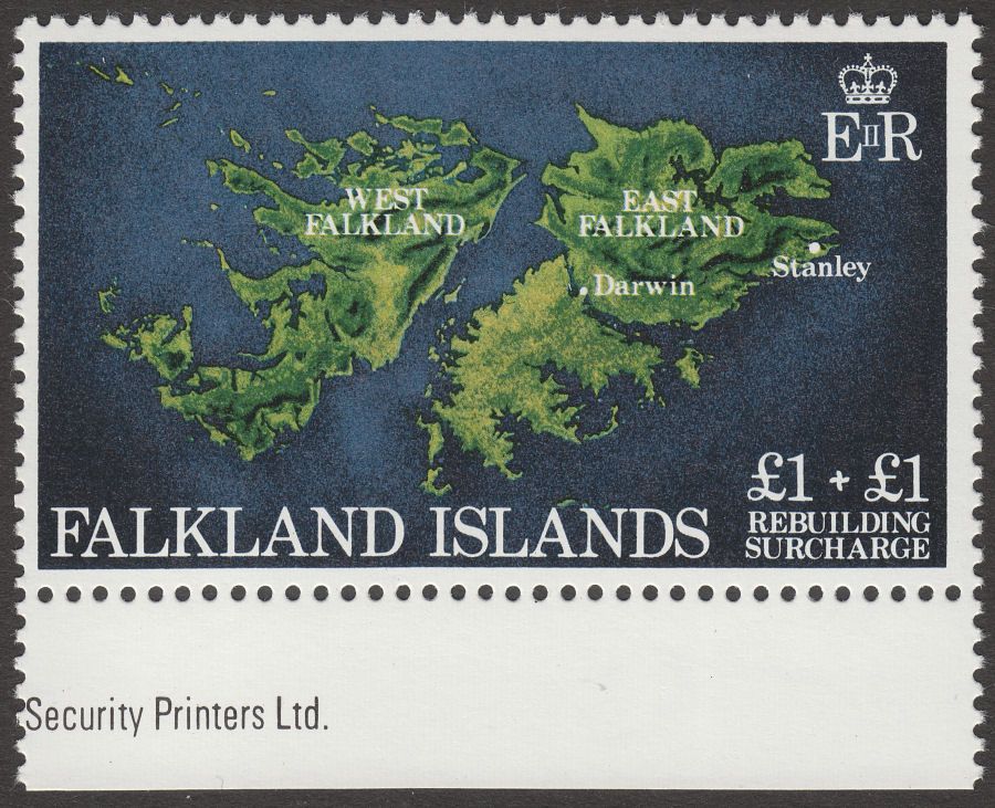 Falkland Islands 1982 QEII Rebuilding Fund £1 + £1 wmk Inverted Mint SG430w