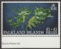 Click for more photos and details Falkland Islands 1982 QEII Rebuilding Fund £1 + £1 wmk Inverted Mint SG430w