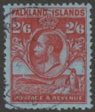 Click for more photos and details Falkland Islands 1929 KGV Whale and Penguins 2sh6d Carmine on Blue Used SG123