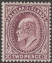 Click for more photos and details Falkland Islands 1904 KEVII 2d Purple Mint SG45