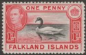 Click for more photos and details Falkland Islands 1938 KGVI 1d Black and Carmine Mint SG147