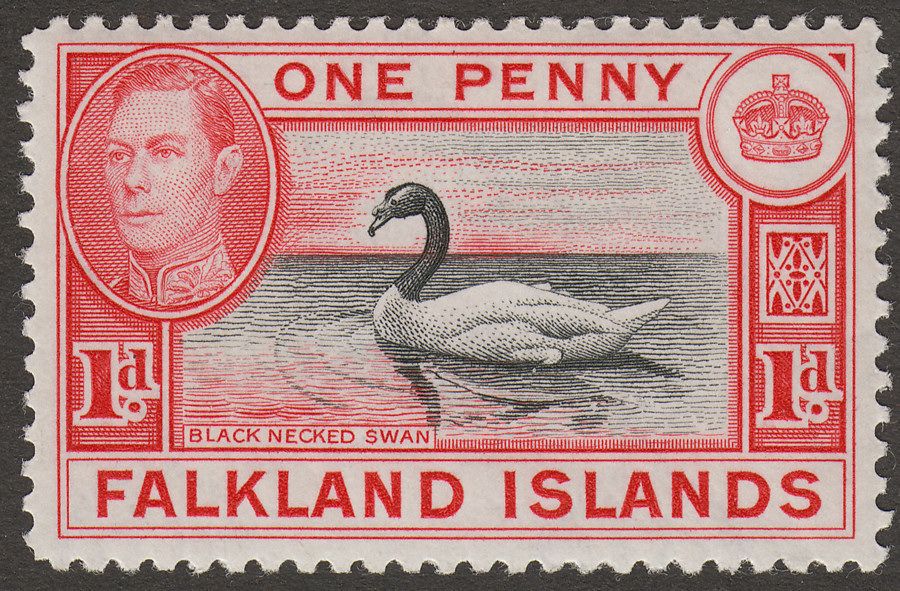 Falkland Islands 1938 KGVI 1d Black and Carmine Mint SG147