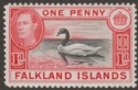 Click for more photos and details Falkland Islands 1938 KGVI 1d Black and Carmine Mint SG147