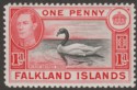 Falkland Islands 1938 KGVI 1d Black and Carmine Mint SG147