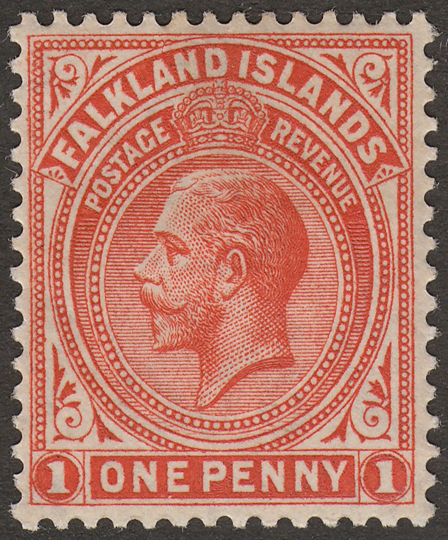 Falkland Islands 1924 KGV 1d Dull Vermilion Mint SG74