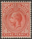 Falkland Islands 1924 KGV 1d Dull Vermilion Mint SG74