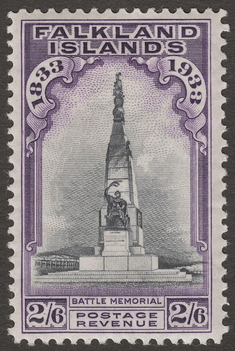 Falkland Islands 1933 KGV Memorial 2sh6d Black and Violet Mint SG135 cat £250