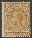 Click for more photos and details Falkland Islands 1921 KGV 1sh Deep Ochre Mint SG79