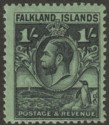 Click for more photos and details Falkland Islands 1929 KGV Whale and Penguins 1sh Black on Emerald Mint SG122