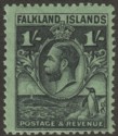 Falkland Islands 1929 KGV Whale and Penguins 1sh Black on Emerald Mint SG122