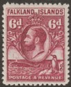 Falkland Islands 1936 KGV Whale and Penguins 6d Reddish Purple Mint SG121a