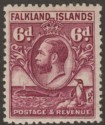 Click for more photos and details Falkland Islands 1929 KGV Whale and Penguins 6d Purple Mint SG121