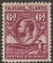 Falkland Islands 1929 KGV Whale and Penguins 6d Purple Mint SG121