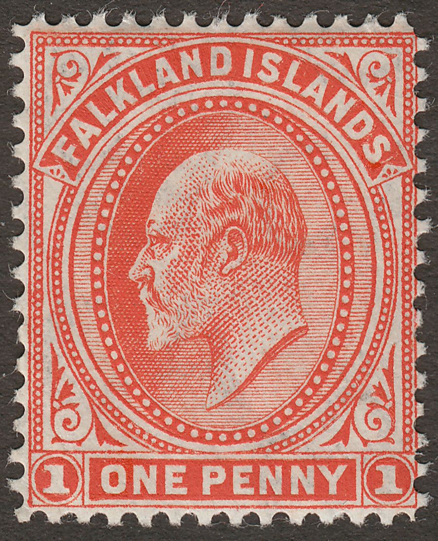 Falkland Islands 1904 KEVII 1d Vermilion Thin Paper Mint SG44