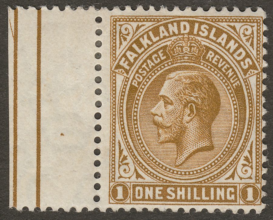 Falkland Islands 1912 KGV 1sh Light Bistre-Brown Mint SG65