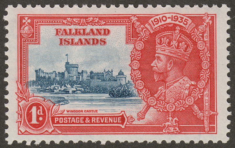 Falkland Islands 1935 KGV SJ 1d with Flagstaff on right-hand turret Mint SG139d