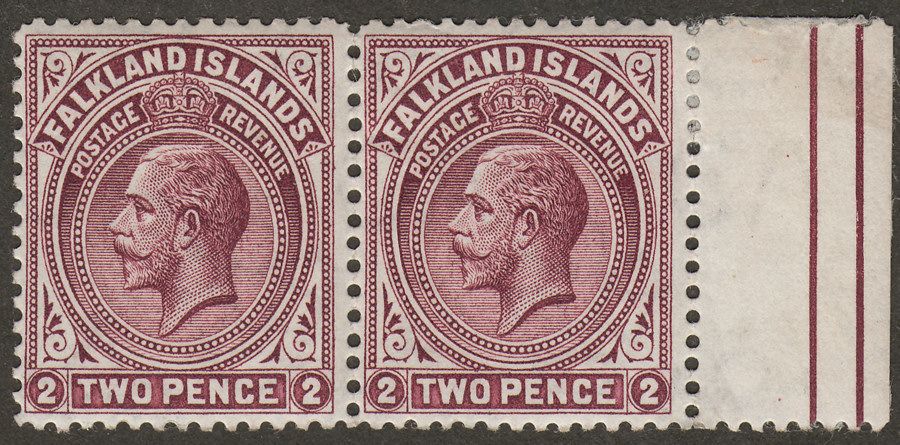 Falkland Islands 1914 KGV 2d Deep Reddish Purple Line Perf SINGLE Mint SG62a