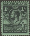 Falkland Islands 1929 KGV Whale and Penguins 1sh Black on Emerald Mint SG122