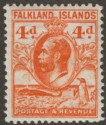 Click for more photos and details Falkland Islands 1932 KGV Whale and Penguins 4d Orange perf 14 Mint SG120