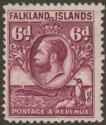 Falkland Islands 1929 KGV Whale and Penguins 6d Purple Mint SG121