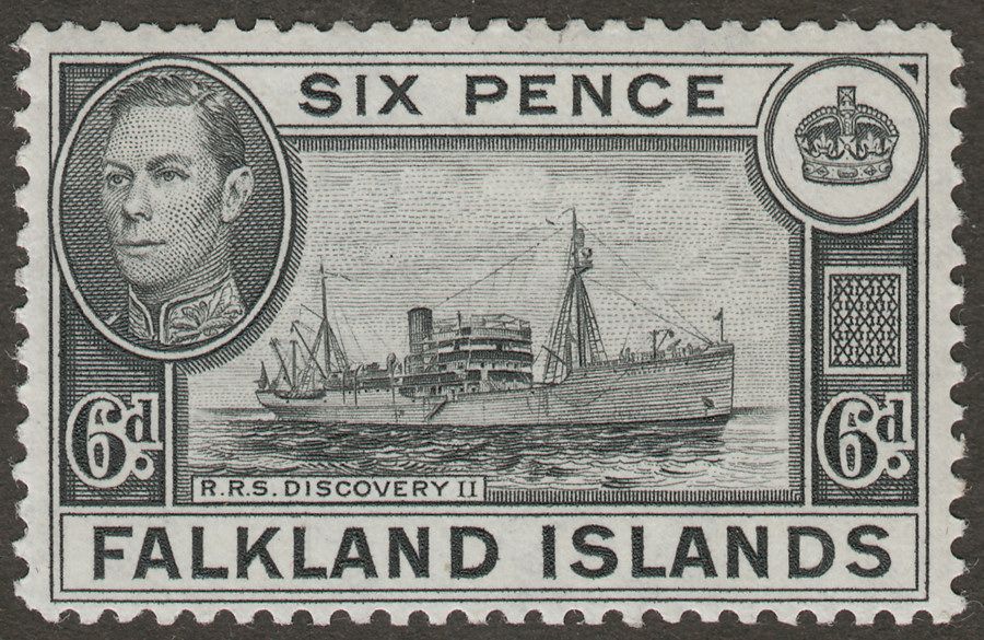 Falkland Islands 1949 KGVI 6d Black Mint SG156