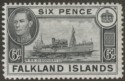 Falkland Islands 1949 KGVI 6d Black Mint SG156