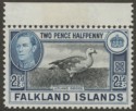 Click for more photos and details Falkland Islands 1949 KGVI 2½d Black and Blue Mint SG152
