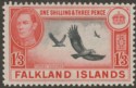 Click for more photos and details Falkland Islands 1946 KGVI Turkey Vultures 1sh3d Black + Carmine-Red Mint SG159