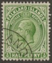Falkland Islands 1912 KGV ½d Yellow-Green Used SG60